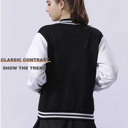 Women’s warm fleece jacket, New York print. Keywords: winter, casual, baseball style