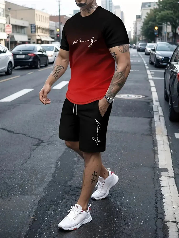 Men's Summer 2-Piece 3D T-Shirt & Shorts Set