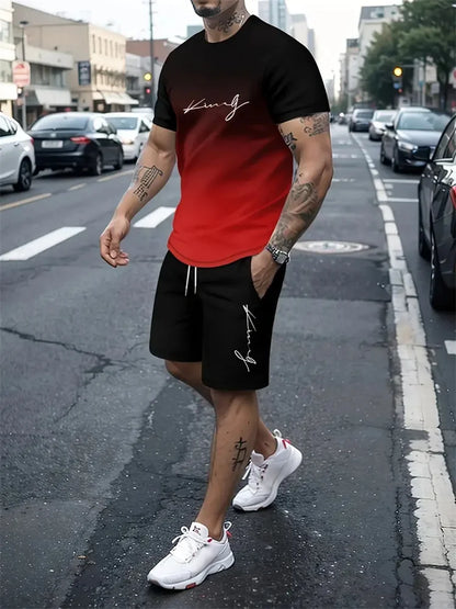 Men's Summer 2-Piece 3D T-Shirt & Shorts Set