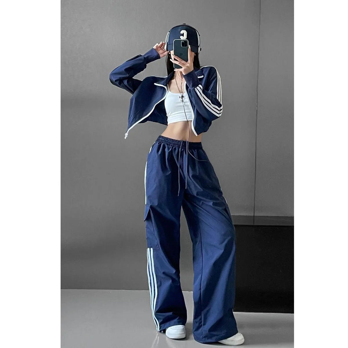 Women Baggy Stripe Cargo Joggers – Y2K Streetwear