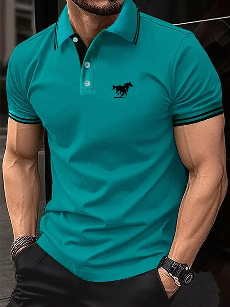 Men's Horse Print Polo – Short Sleeve Golf Shirt