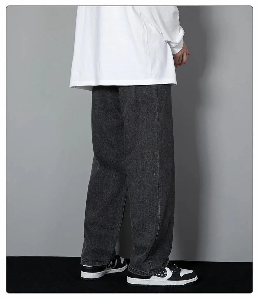 Men's Korean Straight Denim Wide-Leg Jeans
