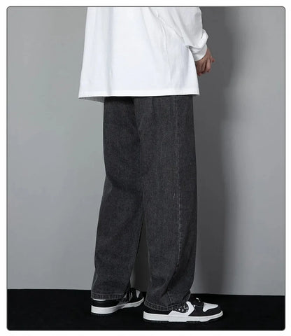 Men's Korean Straight Denim Wide-Leg Jeans