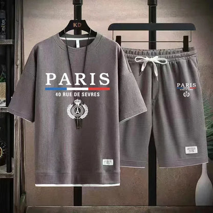 Men's Waffle 2PC Summer Tracksuit – T-Shirt & Shorts