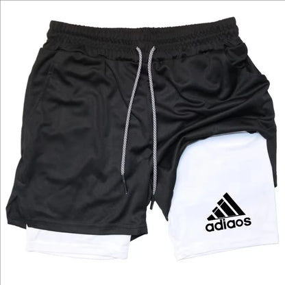Men's 2-in-1 Compression Gym Shorts Quick Dry