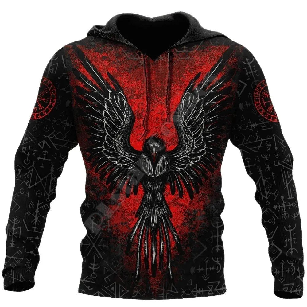 Men's 3D Wolf & Dragon Tattoo Hoodie  Retro Vintage Unisex Sweatshirt