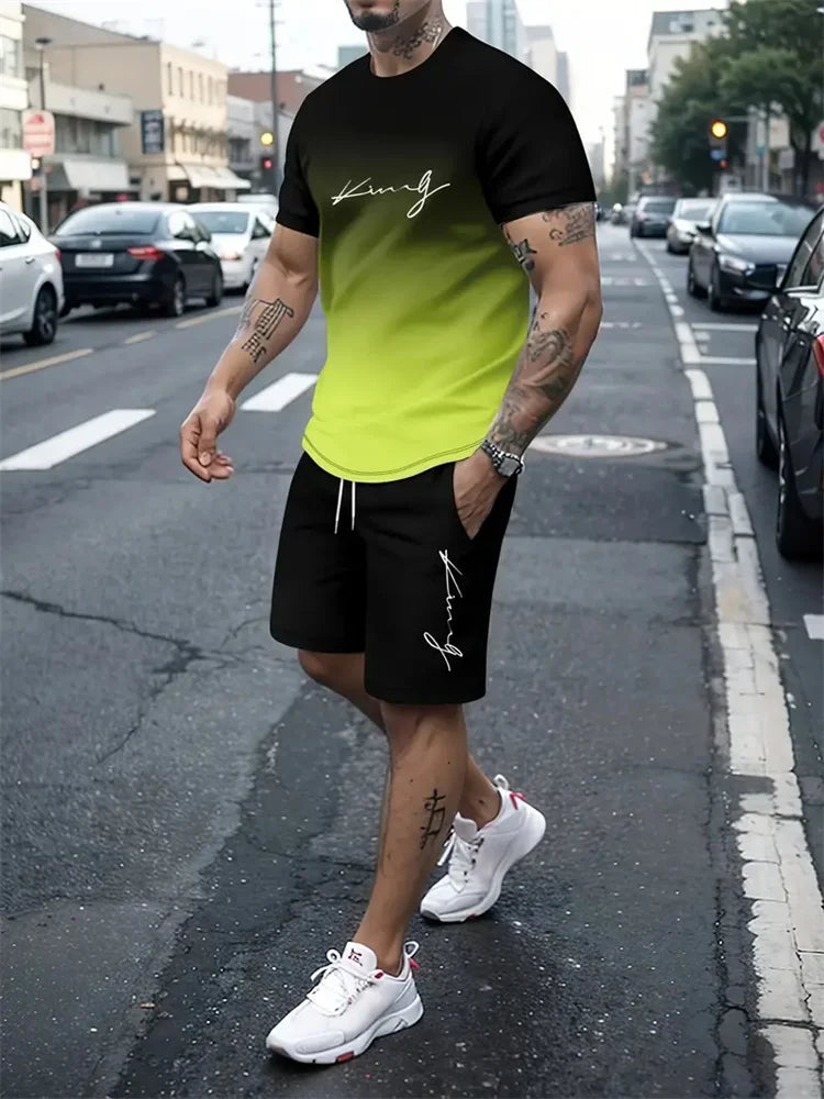 Men's Summer 2-Piece 3D T-Shirt & Shorts Set