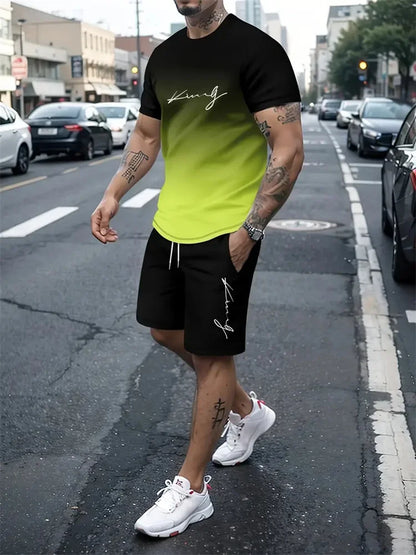 Men's Summer 2-Piece 3D T-Shirt & Shorts Set