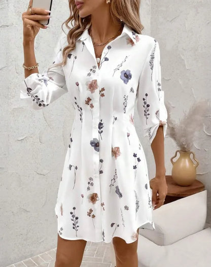 Elegant floral long sleeve blouse women office fashion