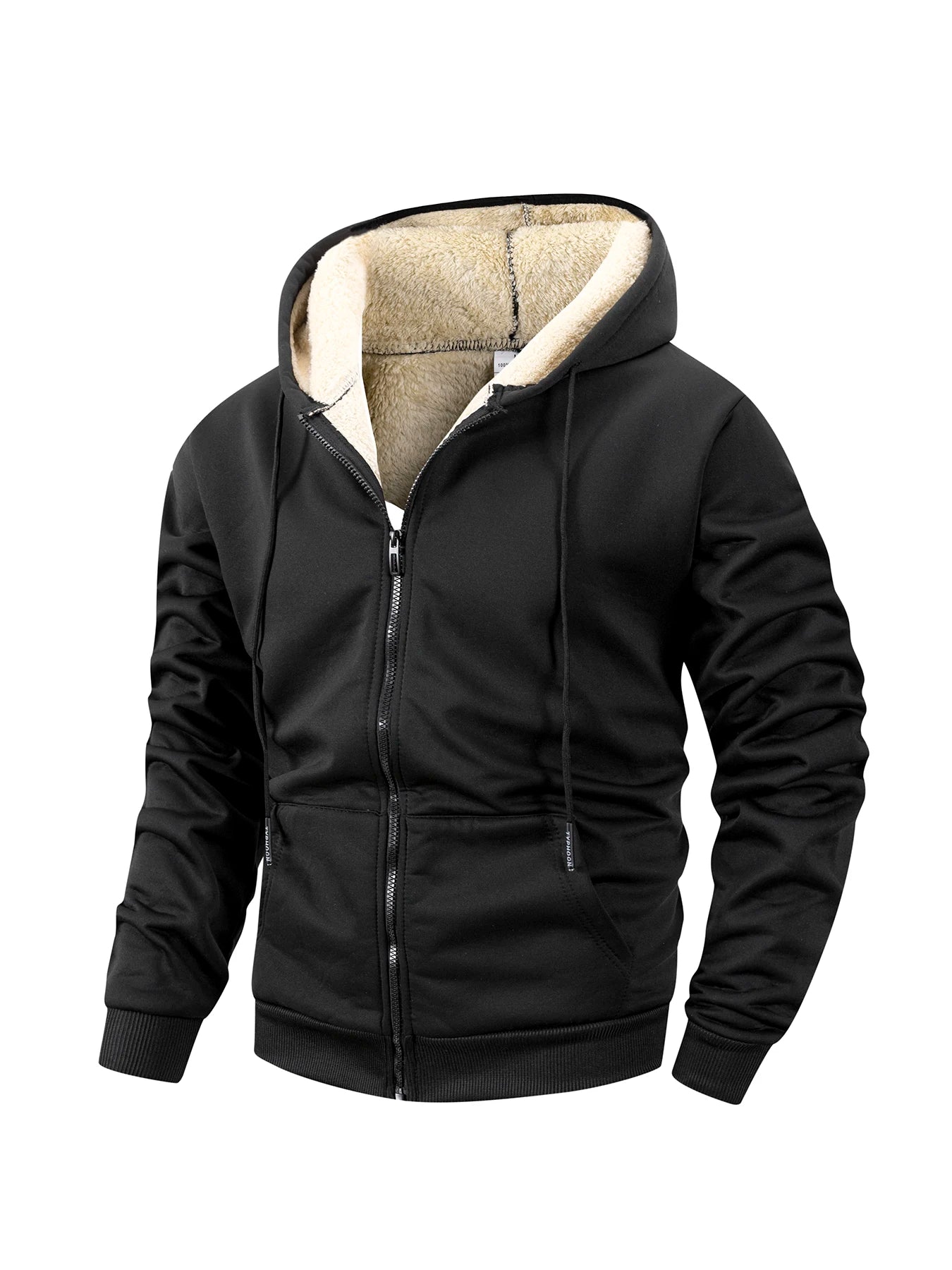 Men's Winter Zipper Jacket Fleece Hooded Coat