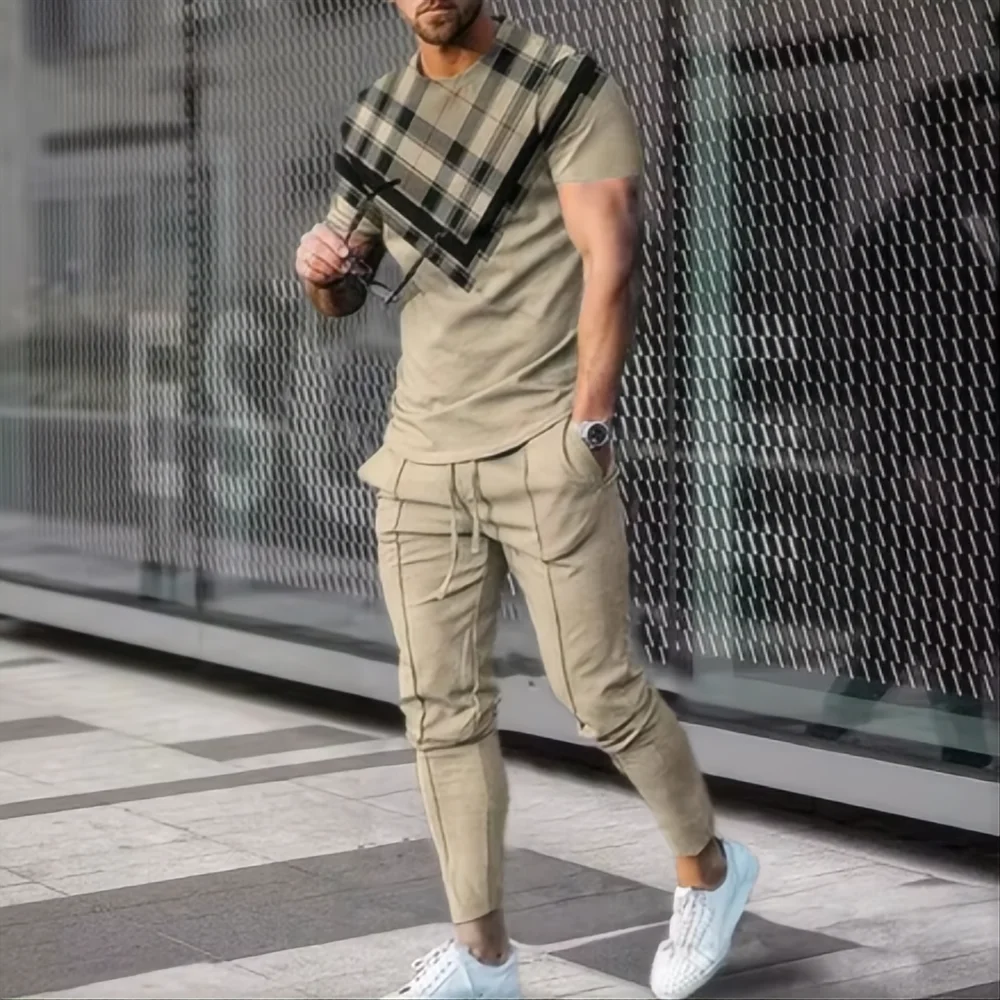 Men's 3D Smile Summer Sports Set – 2-Piece Jogging Outfit