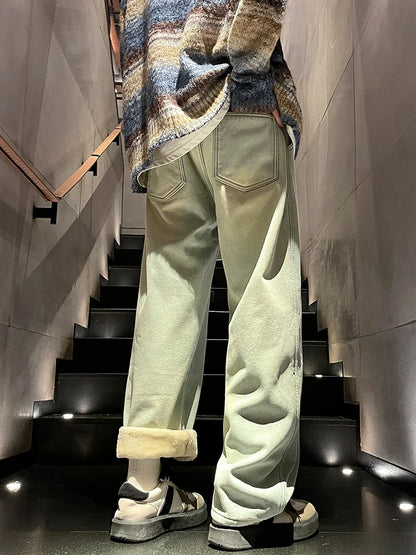 Winter Jeans, Korean Style, Fleece Lined, Warm Denim
