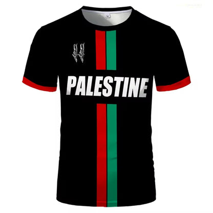 Palestine Flag Football T-Shirt Men’s Casual Summer Top