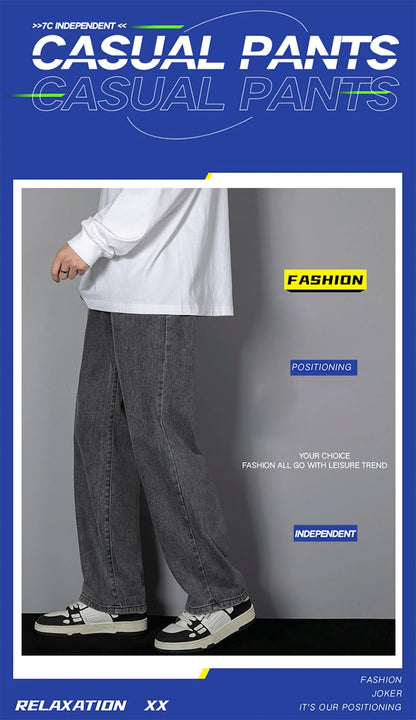 Men's Korean Straight Denim Wide-Leg Jeans