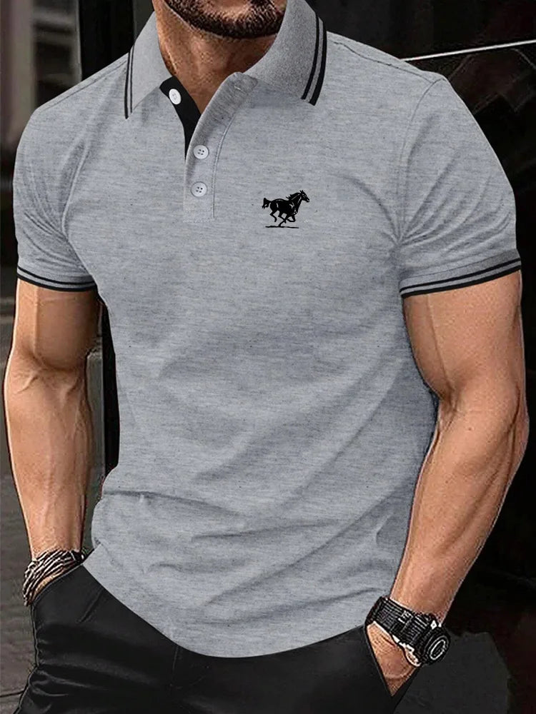 Men's Horse Print Polo – Short Sleeve Golf Shirt