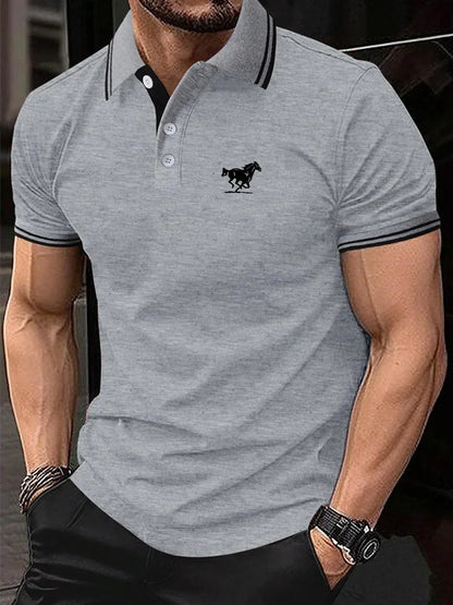 Men's Horse Print Polo – Short Sleeve Golf Shirt