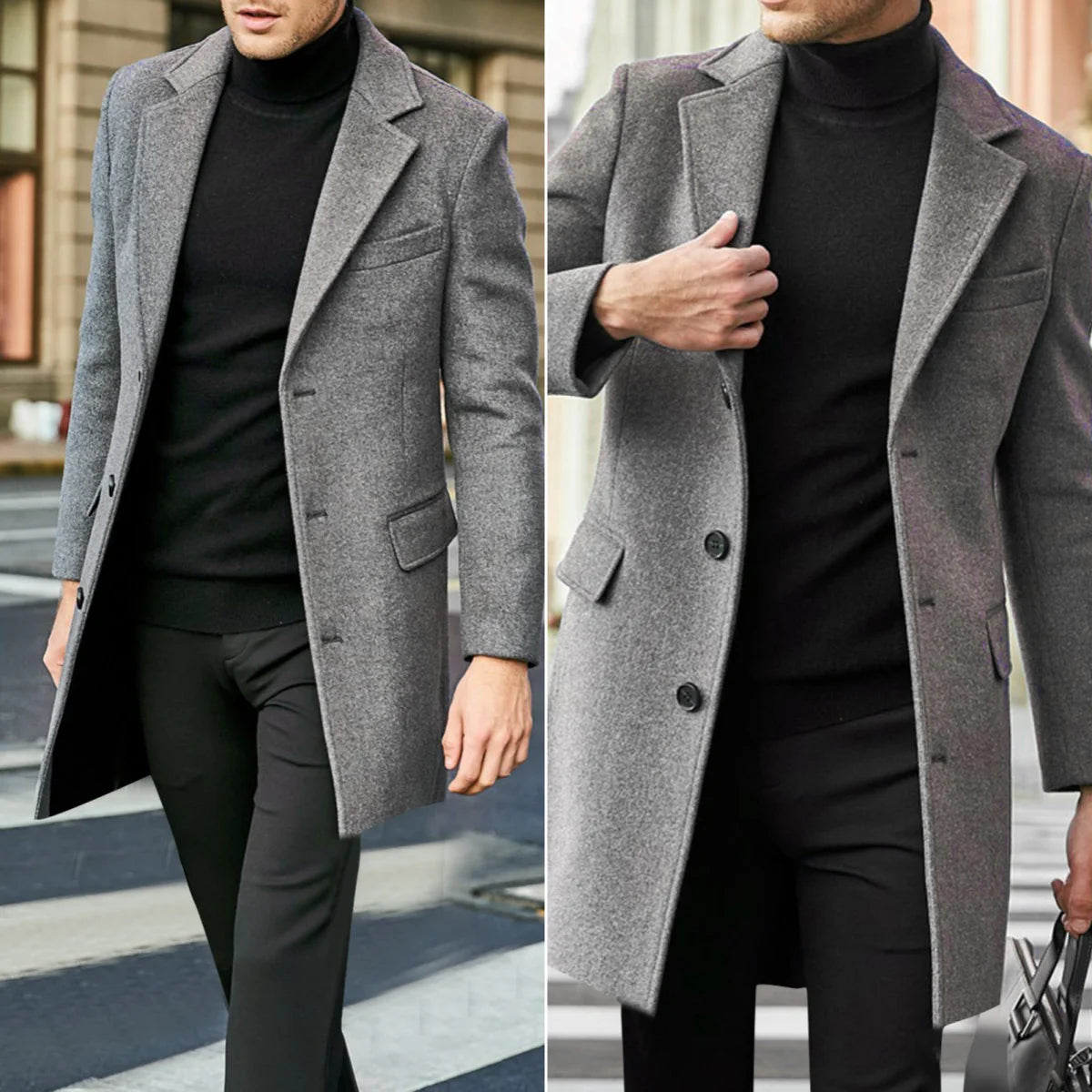 Men's Autumn Jacket, Lapel Coat, Casual Windbreaker, Winter Outerwear