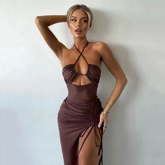Sleeveless Sexy Midi Backless Slim Club Party Dress