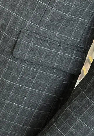 Men’s Plaid 3-Piece Suit Business Wedding Elegant Fashion Set