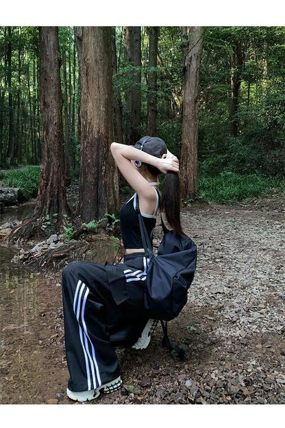 Women Baggy Stripe Cargo Joggers – Y2K Streetwear