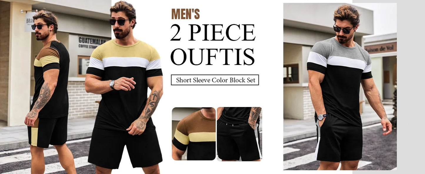 Harajuku Fun Bear Men's Summer Two-Piece Set