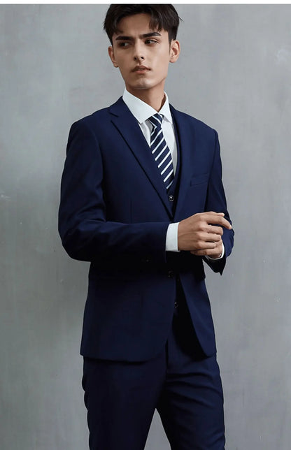 Men's Slim-Fit Business Wedding Suit 3-Piece Gentleman Fashion Set