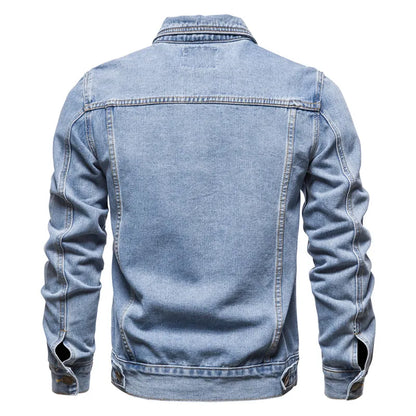 Men's Slim Fit Denim Jacket Vintage Motorcycle Casual Coat
