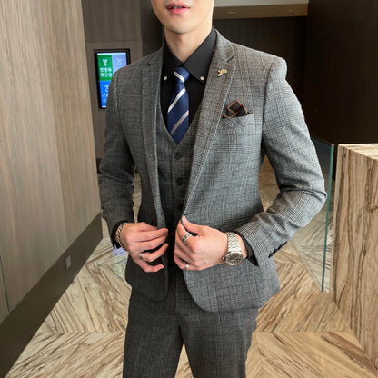 Men's Plaid 3-Piece Suit – Business Casual