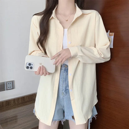 White Button Down Shirt Women Classic Long Sleeve Chic Top