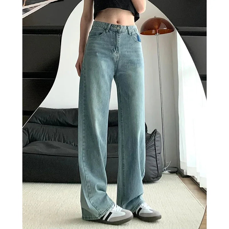 Korean High Waist Wide Leg Jeans for Women