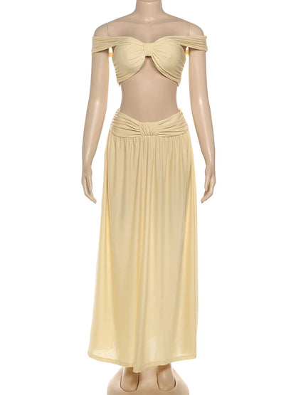 Weird Puss Patchwork 2-Piece Set – Backless Crop Top & Skirt