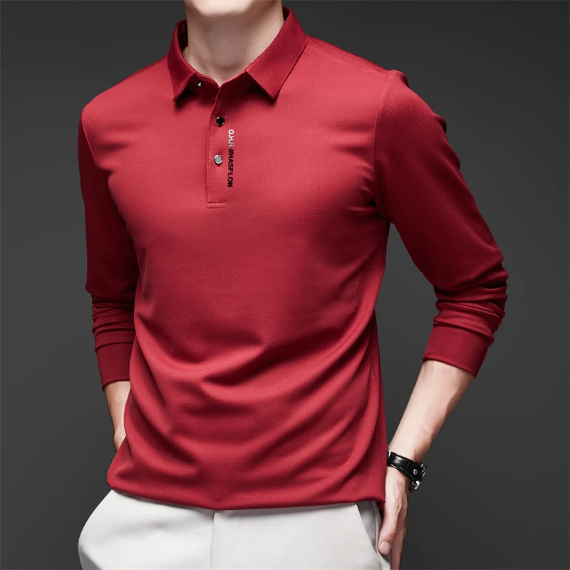 Men's Long Sleeve Polo Shirt Comfortable Fashionable Versatile