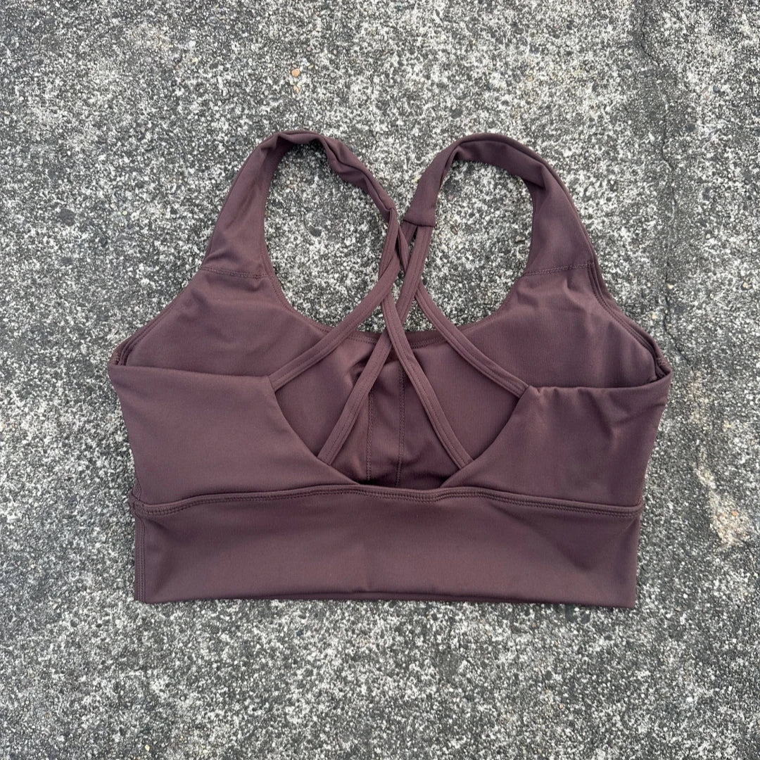 Soft solid yoga bra, shockproof, cross-back fitness top