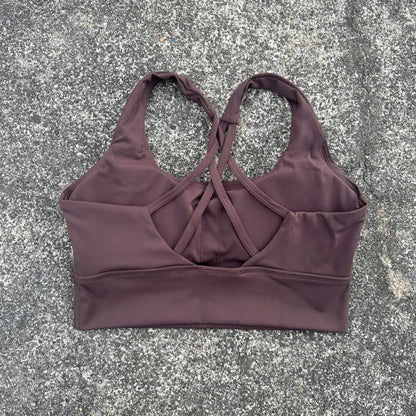 Soft solid yoga bra, shockproof, cross-back fitness top