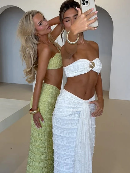 Weird Puss Y2K 2-Piece Tube Top & Skirt