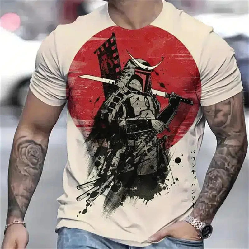 J3D Samurai Graphic Tee - Men’s Summer Street Harajuku T-Shirt