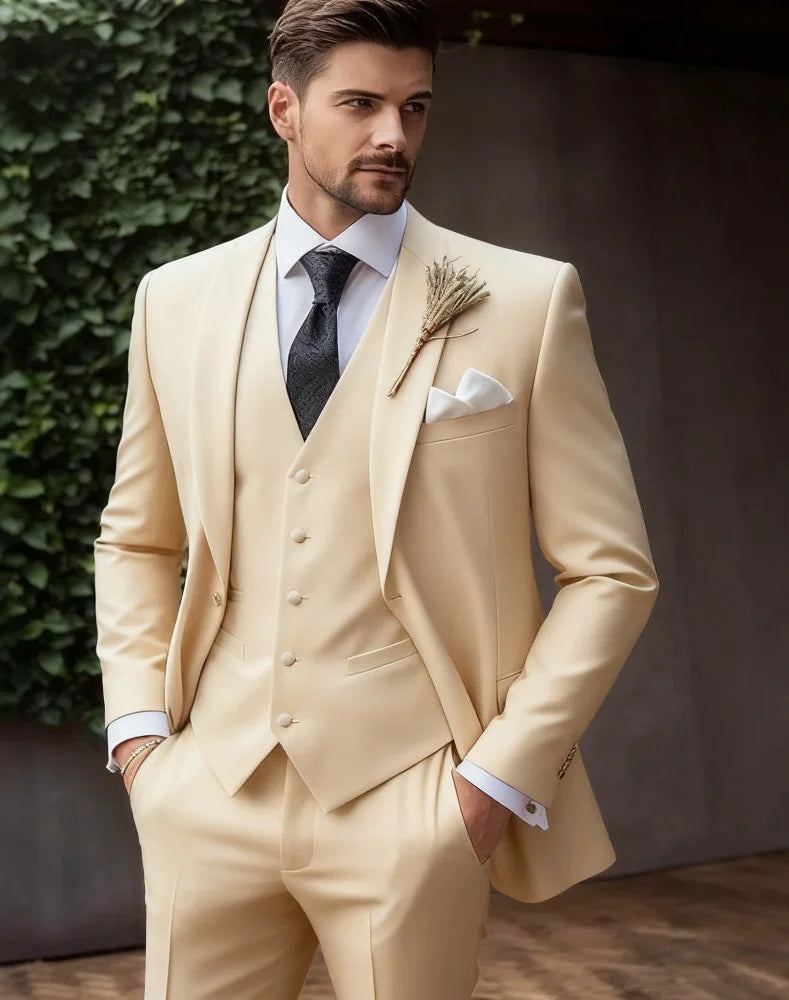 Italian Men's 3-Piece Slim Fit Wedding Suit – Elegant Tuxedo Set