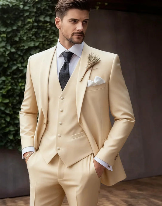 Italian Men's 3-Piece Slim Fit Wedding Suit – Elegant Tuxedo Set