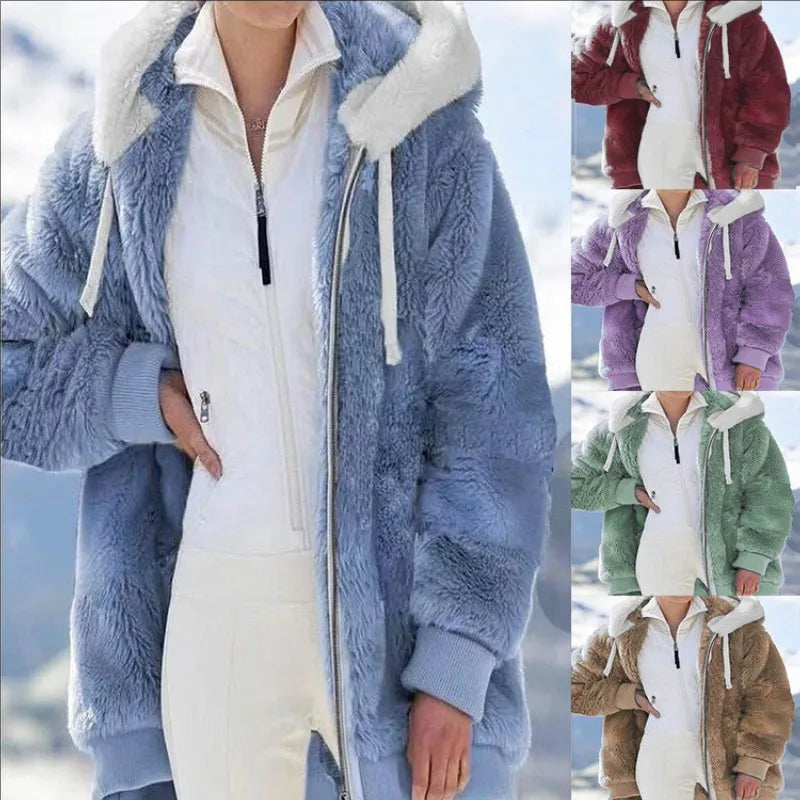 Women Winter Hoodie Zipper Cardigan Coat Warm Casual