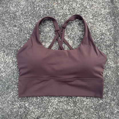 Soft solid yoga bra, shockproof, cross-back fitness top