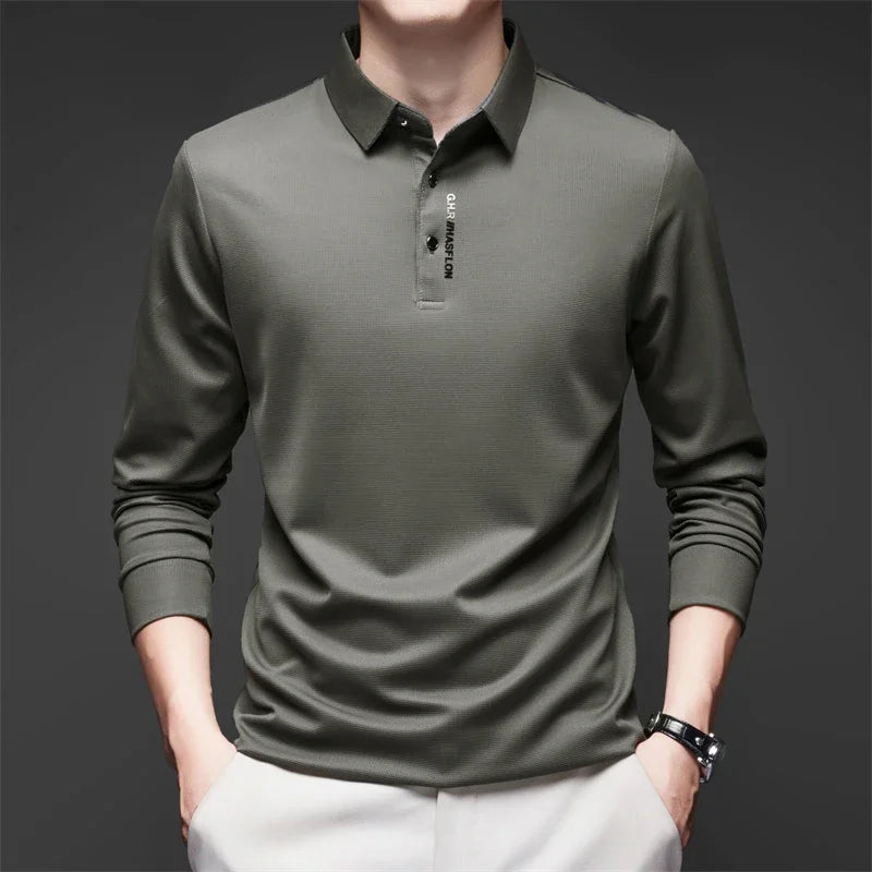 Men's Long Sleeve Polo Shirt Comfortable Fashionable Versatile