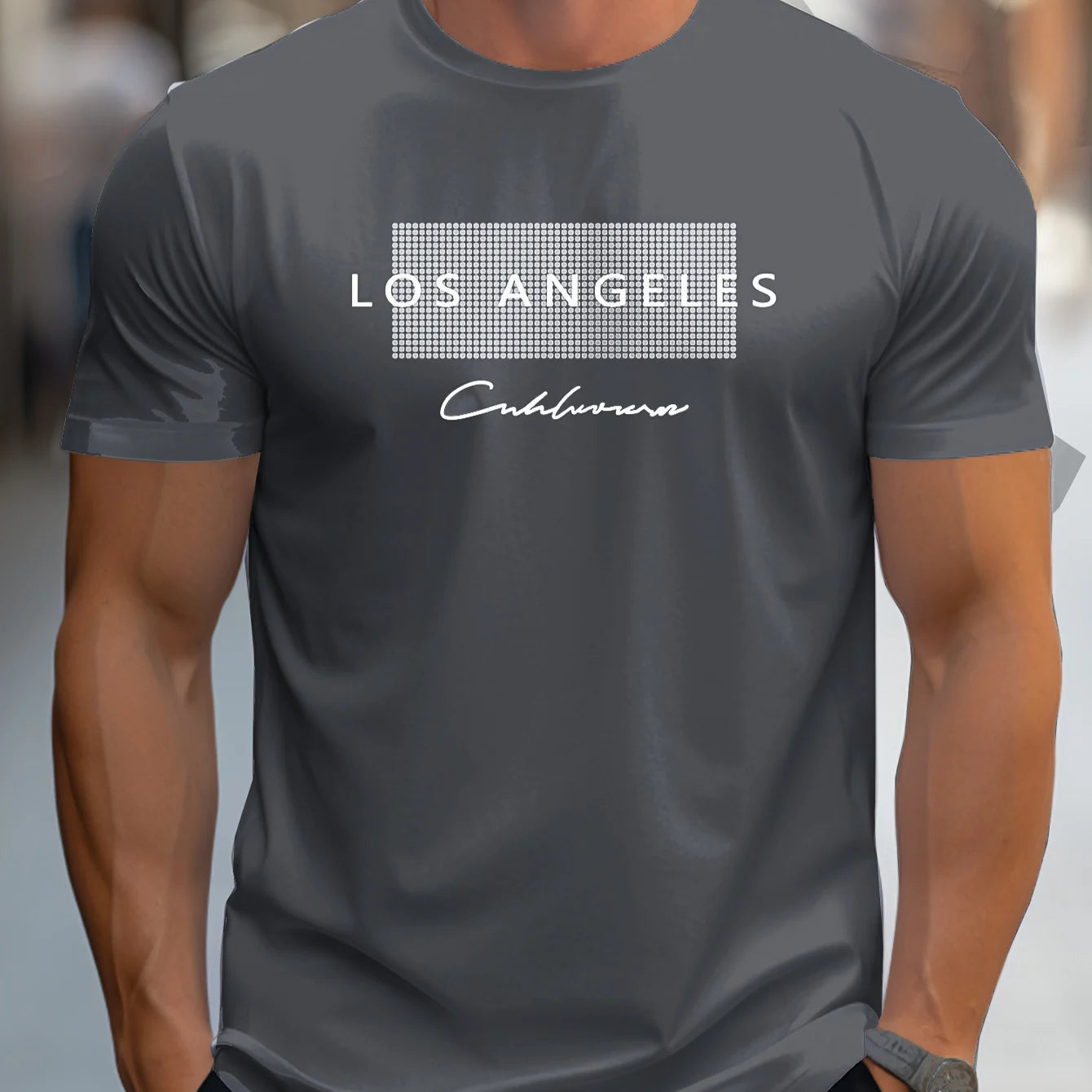 Men's Cotton LA Graphic T-Shirt – Summer Casual