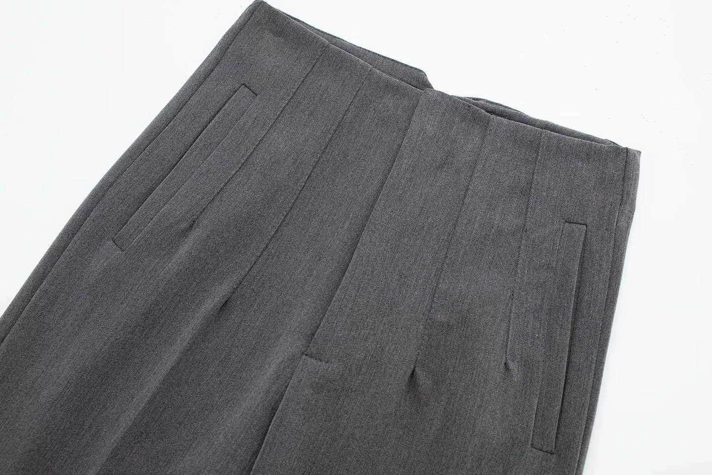 TRAFZA Women High Waist Slim Pants Office & Street Style 2024