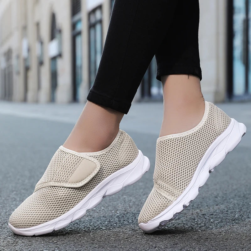 Comfortable diabetic walking shoes designed for swollen, wide feet