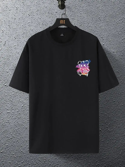 New York Art Cartoon Bear Sunset Cotton T-Shirt