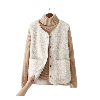 Women Wool Vest Warm Fleece Sleeveless Jacket Coat