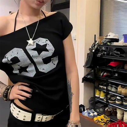 Off Shoulder Y2K Harajuku Tee – Summer Top