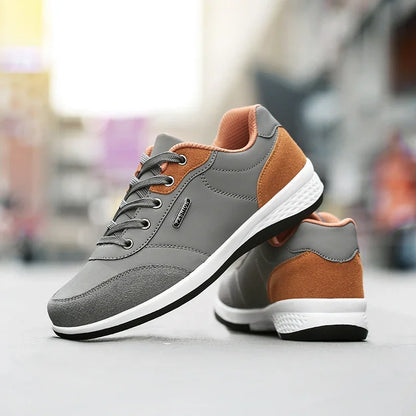 Waterproof leather men's sneakers, non-slip walking shoes