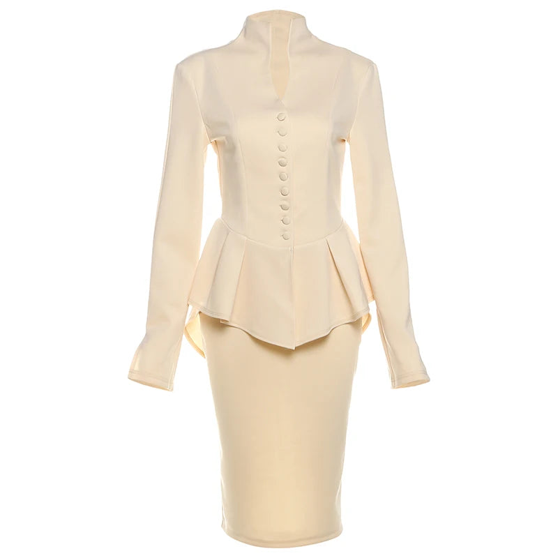 Weird Puss Women's 2-Piece Ruffled Jacket & Skirt