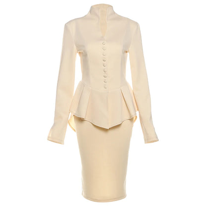 Weird Puss Women's 2-Piece Ruffled Jacket & Skirt